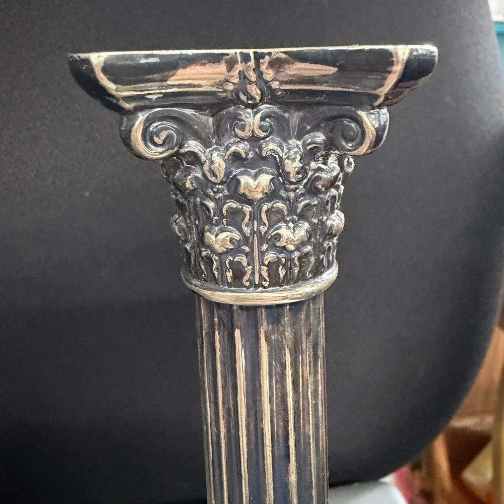 Gorham Silver Plate Corinthian Column Candlesticks Set of 3 Vintage 0138 Patina